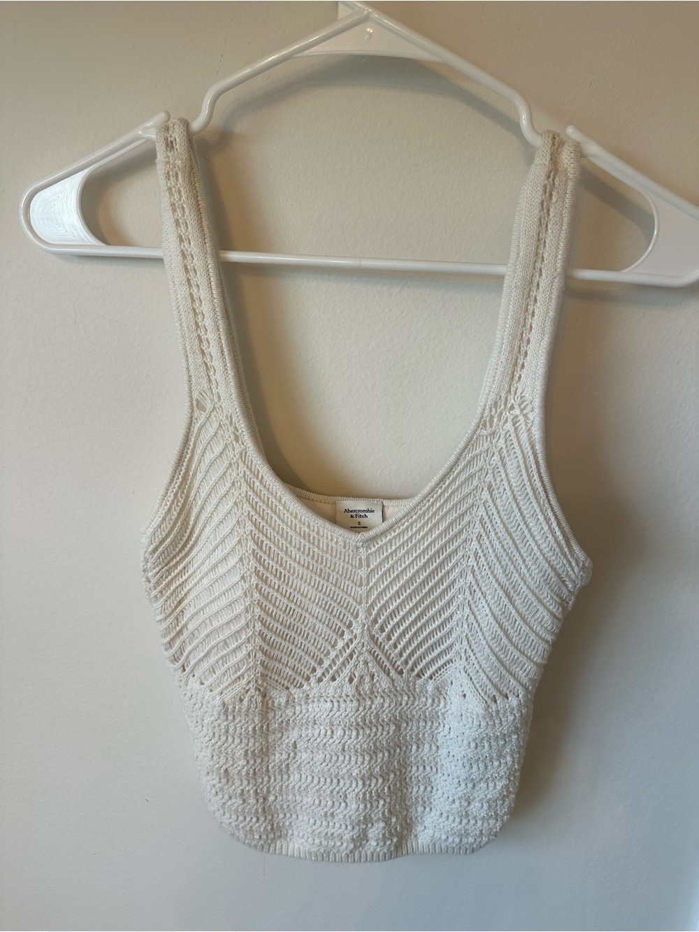 Abercrombie Cream Knit Tank Top - Textured Crochet Style